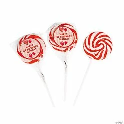 Deals 🔥 Personalized Red 🥳 Birthday Balloon Swirl Lollipops - 24 Pc. ⭐