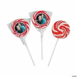 New 🤩 Red Custom Photo Swirl Lollipops - 24 Pc. 🎁