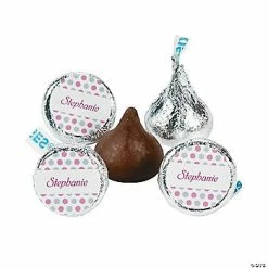 Cheap 🥰 Personalized Hershey® Kisses® Pink Polka Dot Chocolate 🍬 Candy - 109 Pc. 🛒