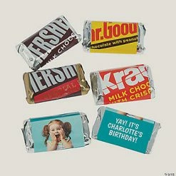 Cheap 🔔 Custom Photo Mini 🍬 Candy Bar Sticker Labels - 30 Pc. 💯