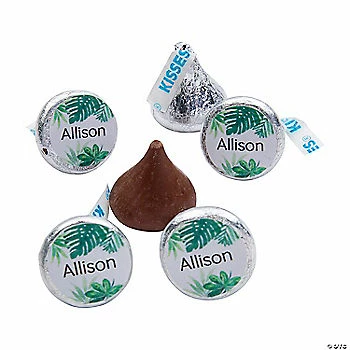 Promo 🛒 Personalized Palm Leaf Hershey’s® Kisses® Stickers - 60 Pc. 🧨