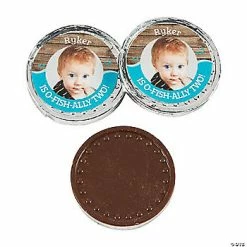 Promo ✔️ Personalized Little Fisherman Custom Photo Chocolate Coins - 68 Pc. 😍