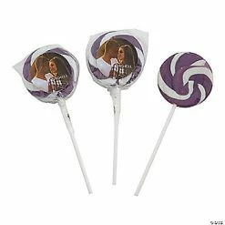 Cheap 💯 Personalized Custom Photo Purple Swirl Pops - 12 Pc. 🎉