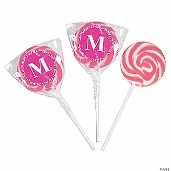 Budget 🧨 Personalized Hot Pink Monogram Swirl Lollipops - 24 Pc. 🤩