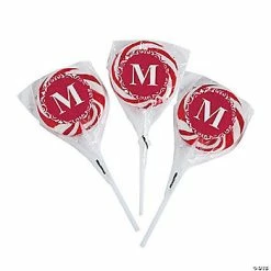 Wholesale ❤️ Personalized Red Monogram Swirl Lollipops - 24 Pc. 😍