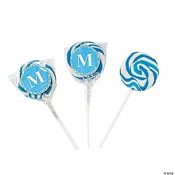Brand new ⌛ Personalized Light Blue Monogram Swirl Lollipops - 24 Pc. ✨