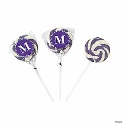 Cheap 😀 Personalized Purple Monogram Swirl Lollipops - 24 Pc. 🥰